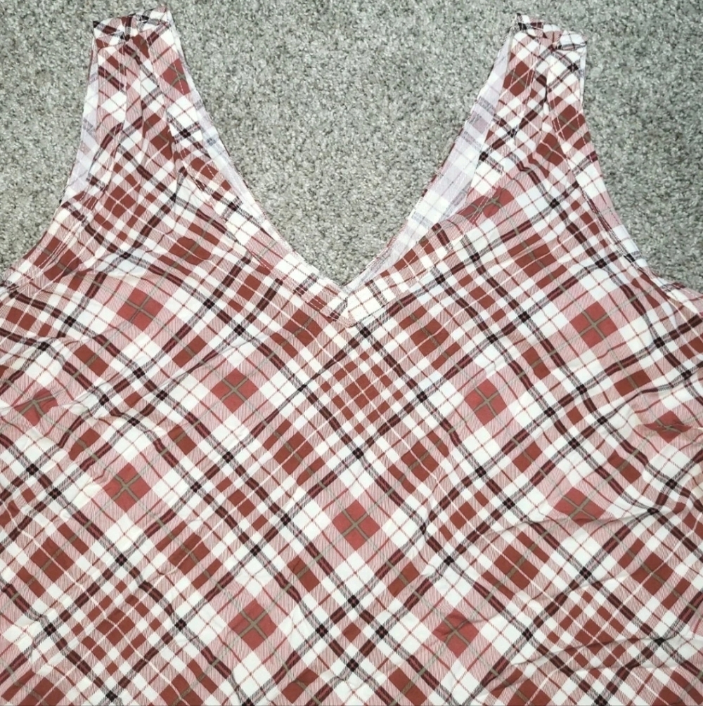 Torrid Size 2 (2X 18-20) Ocean Sunset Plaid V Neck Tank Top Academia Flowy Layer